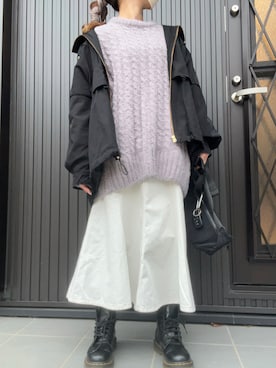 「NICE CLAUP（ナイスクラップ）のアイテム（ニット/セーター）」を使った、MOMOさん（レディース・152cm）の春コーディネート