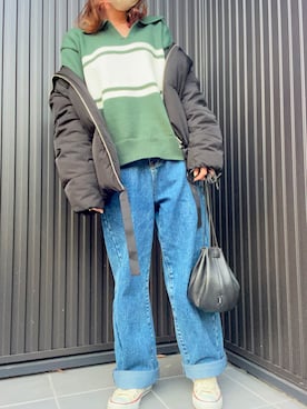 「オールスター」｜「アイテム（ダウンジャケット/コート）」を使った、MOMOさん（レディース・152cm）の冬コーディネート