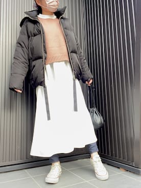 「FRAY I.D（フレイアイディー）のアイテム（ダウンジャケット/コート）」を使った、MOMOさん（レディース・152cm）の冬コーディネート