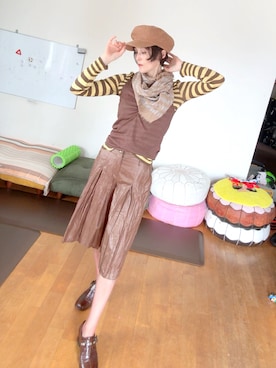 「paper（ペーパー）のアイテム（キャップ、ブラウン系）」を使った、T.Iさん（レディース・166cm）の夏コーディネート
