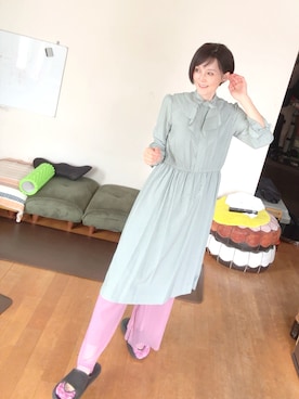 「Rene McLeanのアイテム（ワンピース、ブルー系）」を使った、T.Iさん（レディース・166cm）の夏コーディネート