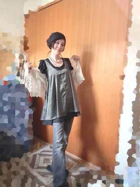 「VINTAGE（ヴィンテージ）のアイテム（バンダナ/スカーフ、ブラック系）」を使った、T.Iさん（レディース・166cm）の夏コーディネート