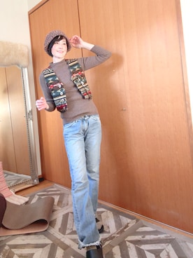 「アイテム（デニムパンツ）」を使った、T.Iさん（レディース・166cm・40代）の冬コーディネート