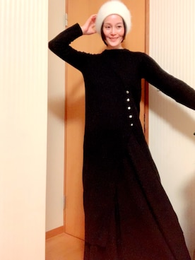 「ロングニット」｜「アイテム（パンツ）」を使った、T.Iさん（レディース・166cm）の冬コーディネート