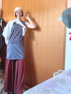 「VINTAGE（ヴィンテージ）のアイテム（カーディガン/ボレロ、シルバー系）」を使った、T.Iさん（レディース・166cm）の夏コーディネート