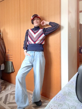 「UNIQLO（ユニクロ）のアイテム（デニムパンツ、ブルー系）」を使った、T.Iさん（レディース・166cm）の春コーディネート