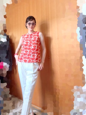 「agnes b.（アニエスベー）のアイテム（タンクトップ、レッド系）」を使った、T.Iさん（レディース・166cm）の夏コーディネート