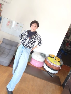 「UNIQLO（ユニクロ）のアイテム（デニムパンツ、ブルー系）」を使った、T.Iさん（レディース・166cm）の春コーディネート
