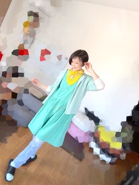 「VINTAGE（ヴィンテージ）のアイテム（ワンピース、グリーン系）」を使った、T.Iさん（レディース・166cm）の春コーディネート