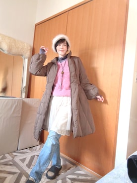 「アイテム（ニットキャップ/ビーニー）」を使った、T.Iさん（レディース・166cm・40代）の冬コーディネート