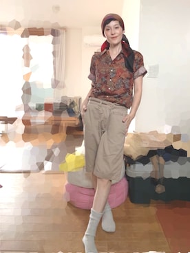 「アイテム（バンダナ/スカーフ）」を使った、T.Iさん（レディース・166cm）の秋コーディネート