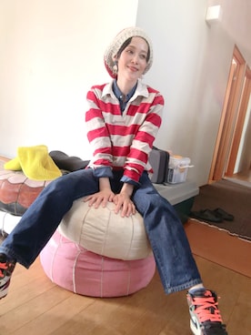 「アイテム（ニットキャップ/ビーニー）」を使った、T.Iさん（レディース・166cm・40代）の秋コーディネート