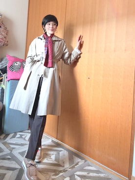 「アイテム（トレンチコート）」を使った、T.Iさん（レディース・166cm）の秋コーディネート