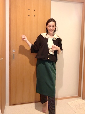 「VINTAGE（ヴィンテージ）のアイテム（スカート、グリーン系）」を使った、T.Iさん（レディース・166cm）の春コーディネート