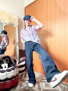 「アイテム（キャスケット）」を使った、T.Iさん（レディース・166cm）の秋コーディネート