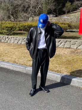 「インスタフォローしてね！」｜「アイテム（ブルゾン）」を使った、まさやんさん（メンズ・174cm）の春コーディネート