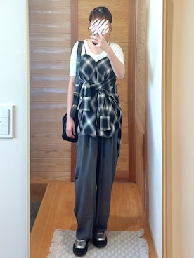 「アイテム（バレエシューズ）」を使った、きなまろさん（レディース・165cm）の秋コーディネート