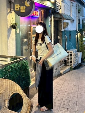 「アイテム（ヘアアクセサリー）」を使った、アイボさん（レディース・170cm）の夏コーディネート