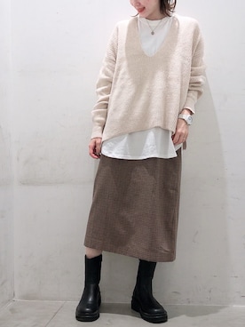 「白T」｜ヨシカワさん（レディース・150cm）の冬コーディネート