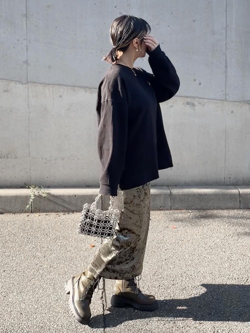 スクエアコンバットミドルブーツ　◆