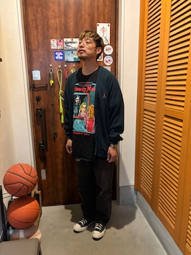 「Wrangler（ラングラー）のアイテム（パンツ）」を使った、ジェノサイダスさん（メンズ・171cm）の春コーディネート