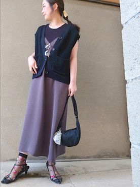 「UNIQLO U」｜「アイテム（ワンピース/ドレス）」を使った、おみつさん（レディース・162cm）の夏コーディネート