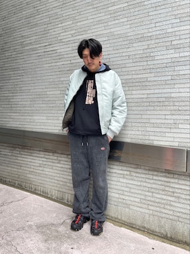 「DIESEL（ディーゼル）のアイテム（MA-1）」を使った、yoshidaaaaaさん（メンズ・178cm）の冬コーディネート