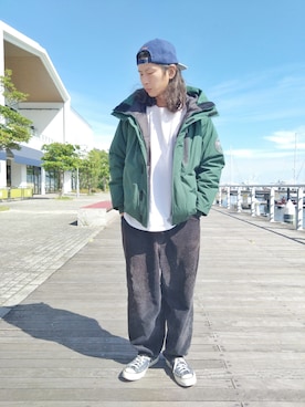 「AVIREX（アヴィレックス）のアイテム（ダウンジャケット/コート）」を使った、SASAMURAさん（メンズ・175cm）の秋コーディネート