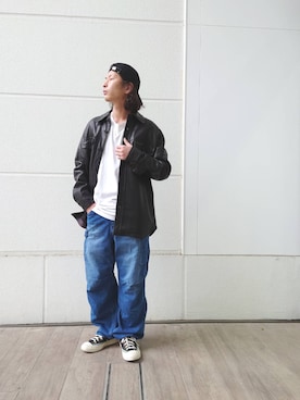 「アビレックス」｜「アイテム（その他アウター）」を使った、SASAMURAさん（メンズ・175cm）の春コーディネート