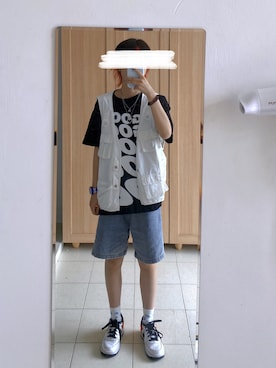 「日系极简」｜「アイテム（スニーカー）」を使った、可能可爱呵さん（レディース・155cm）の夏コーディネート