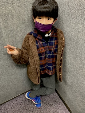 「devirock（デビロック）のアイテム（ブルゾン）」を使った、ruchireさん（キッズ・123cm）の冬コーディネート