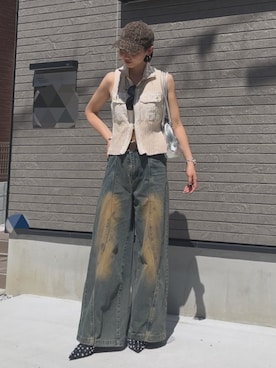 「アイテム（ベスト）」を使った、sayakaさん（レディース・163cm）の夏コーディネート