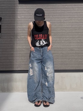 「アイテム（デニムパンツ）」を使った、sayakaさん（レディース・163cm・20代）の夏コーディネート