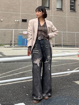 「アイテム（ベルト）」を使った、sayakaさん（レディース・163cm）の秋コーディネート