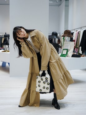 「レトロ」｜「アイテム（トレンチコート）」を使った、くまくん🐻さん（レディース・159cm）の秋コーディネート