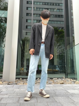 「MONKEY TIME（モンキータイム）のアイテム（テーラードジャケット）」を使った、Kaiyaさん（メンズ・175cm）の春コーディネート