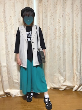 「WEGO（ウィゴー）の∴WEGO/KEI×WEGOスクエアショルダーバッグ（ショルダーバッグ）」を使った、greenさん（レディース・155cm）の夏コーディネート