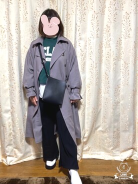 「チュニック」｜「アイテム（トレンチコート）」を使った、greenさん（レディース・155cm）の春コーディネート
