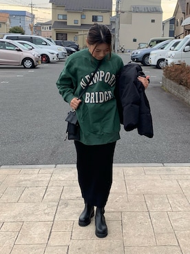 「チェルシーブーツ」｜「アイテム（ダウンジャケット/コート）」を使った、chii.112さん（レディース・153cm）の冬コーディネート