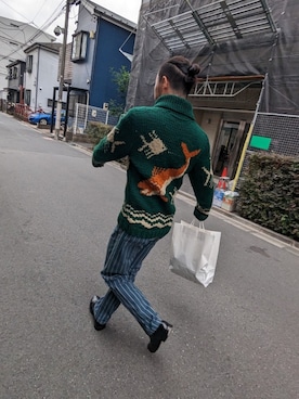 「カウチンセーター」｜「アイテム（デニムパンツ）」を使った、takumiさん（メンズ・172cm）の冬コーディネート