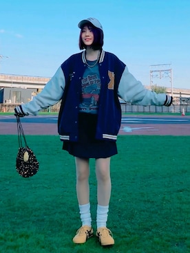 「アイテム（キャップ）」を使った、ほのかりんさん（レディース・166cm）の秋コーディネート