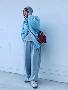 「アイテム（ボストンバッグ）」を使った、ほのかりんさん（レディース・166cm）の冬コーディネート