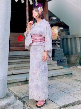 「アイテム（浴衣）」を使った、ほのかりんさん（レディース・166cm）の夏コーディネート