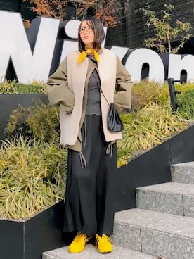 「アイテム（ベスト）」を使った、ほのかりんさん（レディース・166cm）の冬コーディネート