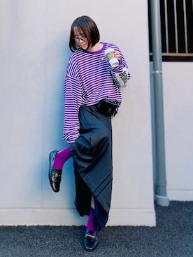 「アイテム（ベルト）」を使った、ほのかりんさん（レディース・166cm）の秋コーディネート