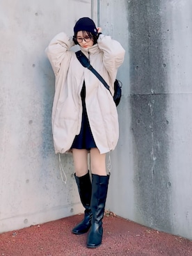 「アイテム（リング）」を使った、ほのかりんさん（レディース・166cm）の冬コーディネート