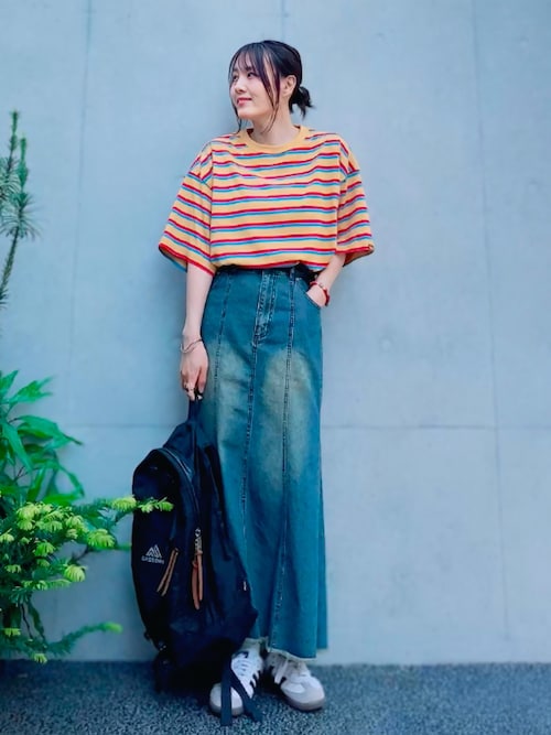 セール】multi border short sleeve T-shirt/マルチボーダー