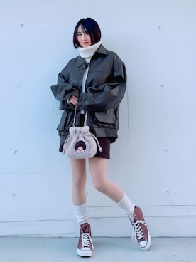 「GU（ジーユー）のアイテム」を使った、ほのかりんさん（レディース・166cm）の冬コーディネート