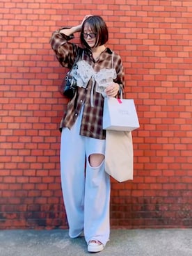 「アイテム（キャミソール）」を使った、ほのかりんさん（レディース・166cm）の秋コーディネート