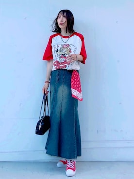 「アイテム（リング）」を使った、ほのかりんさん（レディース・166cm）の夏コーディネート